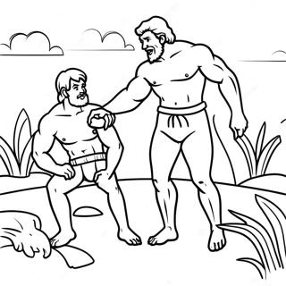 Cain And Abel With Animals Coloring Page 40643-32631