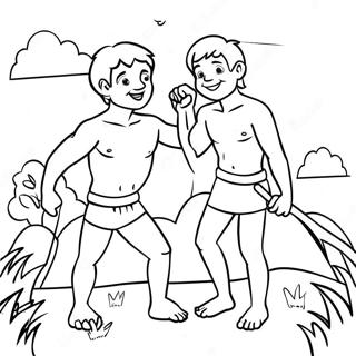 Cain And Abel With Animals Coloring Page 40643-32632