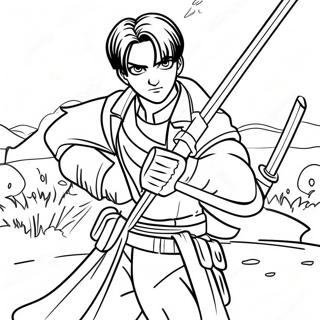 Levi Ackerman In Battle Coloring Page 40692-32662