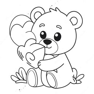 Cute Valentine Bear Holding Heart Coloring Page 40712-32683