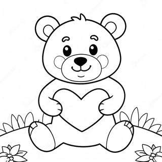 Cute Valentine Bear Holding Heart Coloring Page 40712-32684