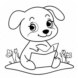 Adorable Puppy With Love Letter Coloring Page 40713-32678