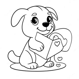 Adorable Puppy With Love Letter Coloring Page 40713-32679