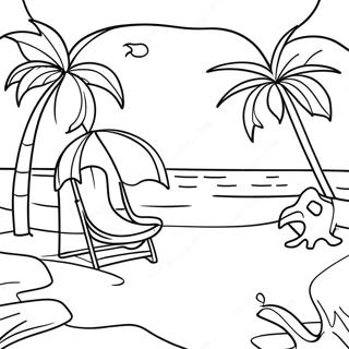 Tropical Beach Scene Coloring Page 40743-32702