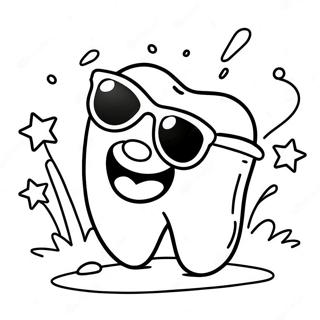 Happy Tooth With Sunglasses Coloring Page 4082-3430