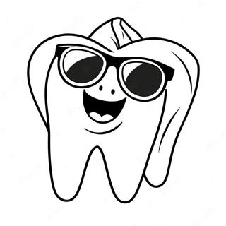 Happy Tooth With Sunglasses Coloring Page 4082-3431