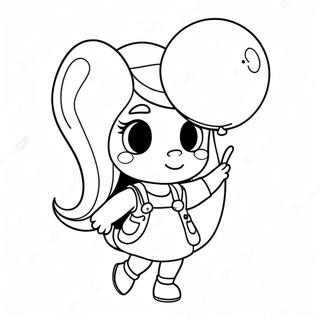 Cute Amy With A Balloon Coloring Page 4102-3451