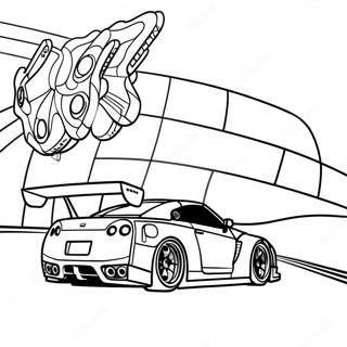 Gtr R35 Racing On The Track Coloring Page 41053-32950