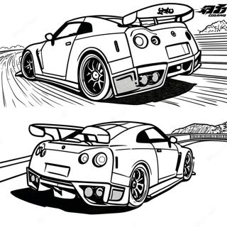 Gtr R35 Racing On The Track Coloring Page 41053-32952