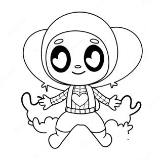 Cute Spiderman With Heart Balloons Coloring Page 41083-32974