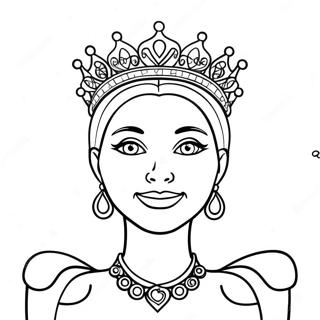 Elegant Queen With Crown Coloring Page 4112-3457