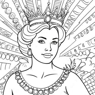 Elegant Queen With Crown Coloring Page 4112-3458