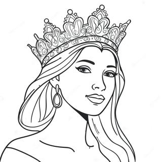 Elegant Queen With Crown Coloring Page 4112-3459