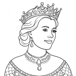 Elegant Queen With Crown Coloring Page 4112-3460