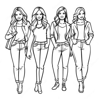 Newjeans Members In Stylish Outfits Coloring Page 41133-33013