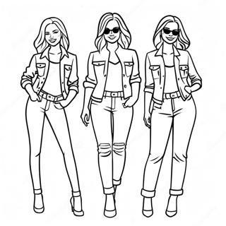 Newjeans Members In Stylish Outfits Coloring Page 41133-33014