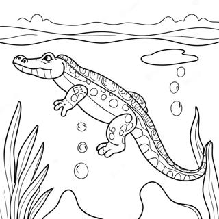 Vector The Crocodile Swimming In Water Coloring Page 41163-33037