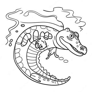 Vector The Crocodile Swimming In Water Coloring Page 41163-33039