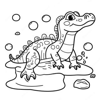 Vector The Crocodile Swimming In Water Coloring Page 41163-33040