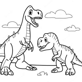 Jurassic Park Spinosaurus Vs T-Rex Coloring Pages