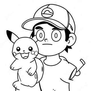 Ash Ketchum With Pikachu Coloring Page 41293-33143