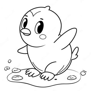 Adorable Penguin Sliding On Ice Coloring Page 41303-33157