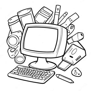 Kindergarten Computer Parts Coloring Page 41482-33292