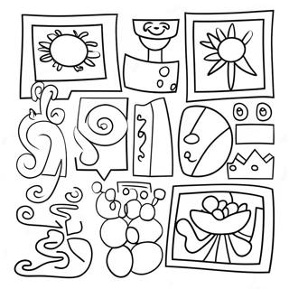 Matisse Inspired Colorful Shapes Coloring Page 41512-33303