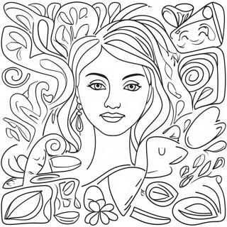 Matisse Inspired Colorful Shapes Coloring Page 41512-33304