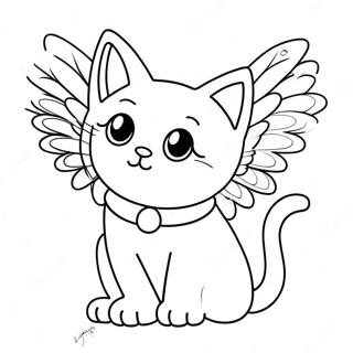 Cute Cat With Colorful Wings Coloring Page 41572-33351