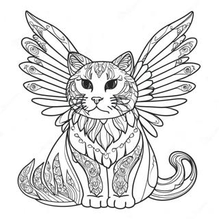 Majestic Cat With Glittering Wings Coloring Page 41573-33358