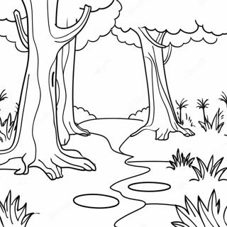 Scene Coloring Page With Magical Forest 41592-33372