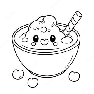 Cute Cartoon Cereal Bowl Coloring Page 41623-33398