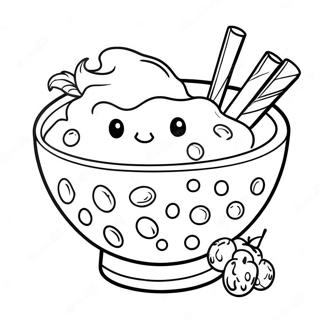 Cute Cartoon Cereal Bowl Coloring Page 41623-33399