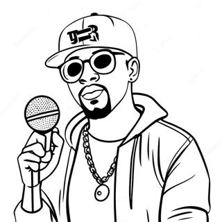 Cool Rapper With Microphone Coloring Page 4172-3505