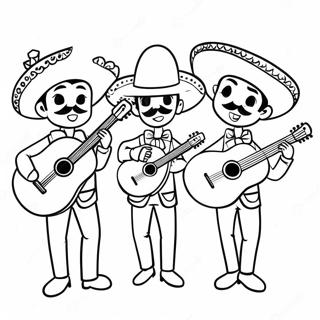 Mariachi Band Playing Guitars Coloring Page 41732-33479