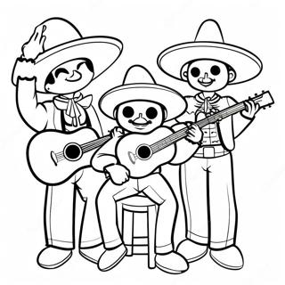 Mariachi Band Playing Guitars Coloring Page 41732-33480