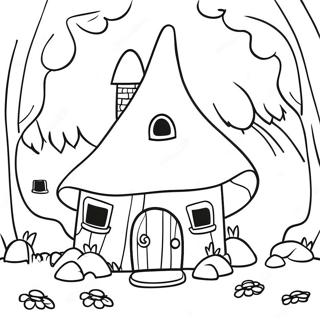 Whimsical Gnome House In The Forest Coloring Page 41783-33522