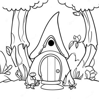 Whimsical Gnome House In The Forest Coloring Page 41783-33523