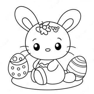 Cute Hello Kitty With Easter Eggs Coloring Page 41823-33557