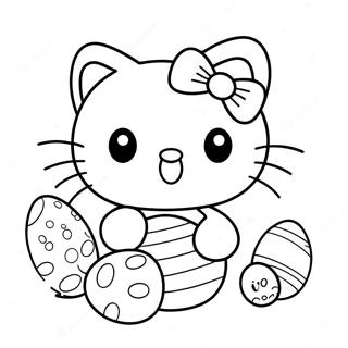 Cute Hello Kitty With Easter Eggs Coloring Page 41823-33558