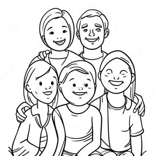 Family Of 5 Happy Together Coloring Page 41852-33578