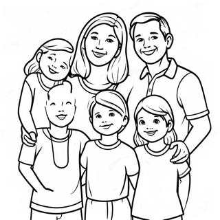 Family Of 5 Happy Together Coloring Page 41852-33579