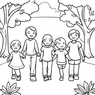 Family Of 5 Playing In The Park Coloring Page 41853-33582