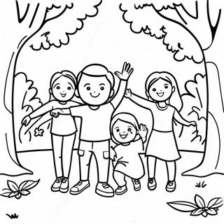 Family Of 5 Playing In The Park Coloring Page 41853-33583