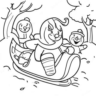 Winter Wonderland Sledding Scene Coloring Page 41873-33593