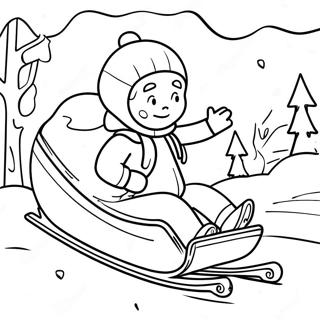 Winter Wonderland Sledding Scene Coloring Page 41873-33594