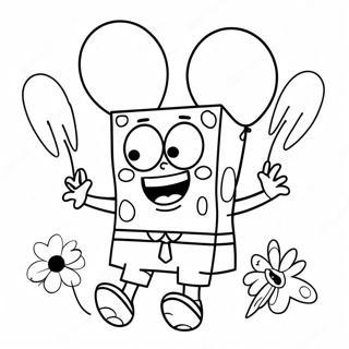 Spongebob With Colorful Balloons Coloring Page 41893-33625