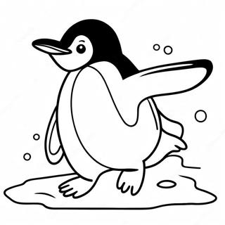 Happy Feet Penguin Sliding On Ice Coloring Page 41993-33689