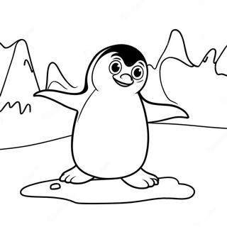 Happy Feet Penguin Sliding On Ice Coloring Page 41993-33692